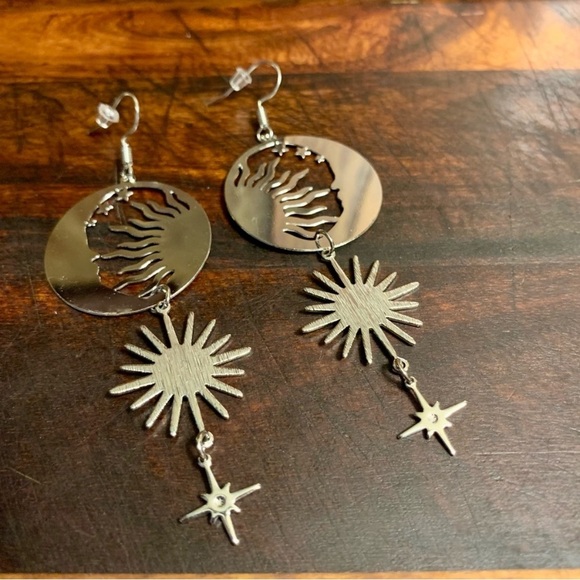 The Moon The Sun and the Stars Boho Dangler Earrings - Picture 6 of 6